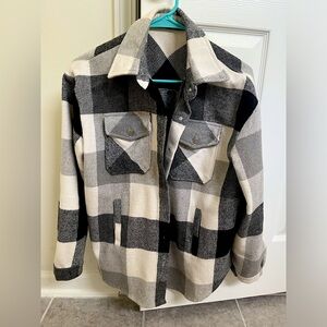Casual Plaid Shacket Wool Blend (shirt jacket)